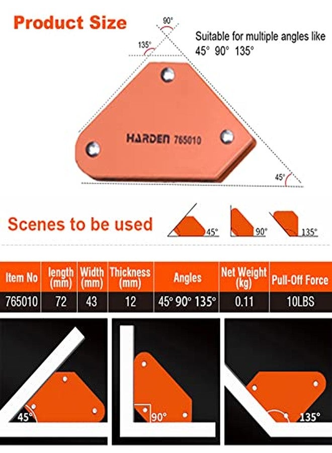 Harden 4Pcs Welding Magnetic Angle Set Corner Clamp, Multi-Angle, for Welding and Holding Purpose, 4.5kg Holding Force Capacity 765010 - Image 2